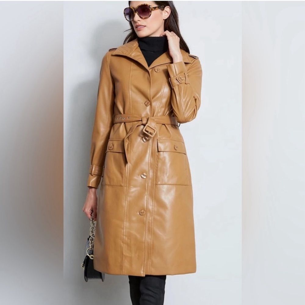 NWT Elie Tahari Vegan Leather Trench size L